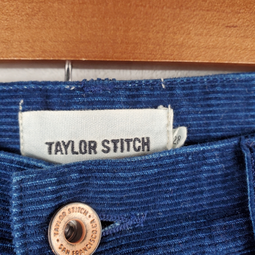 Taylor Stitch Corduroy Pants Mens 28 Blue Slim Fit Button Fly Chore Utility - Picture 4 of 9